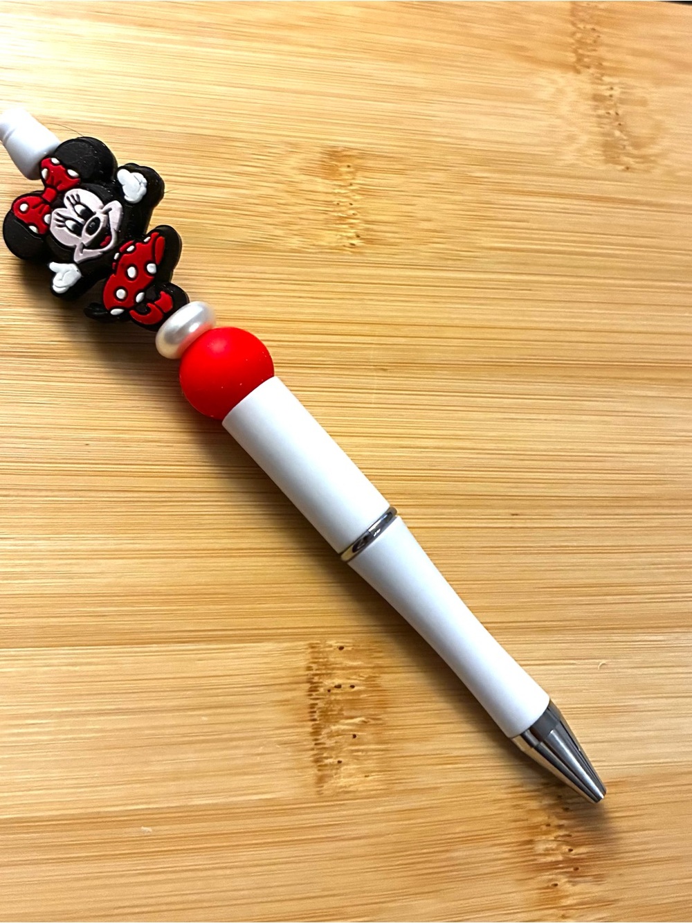 Character Beaded Red, Black & White Ballpoint Pen